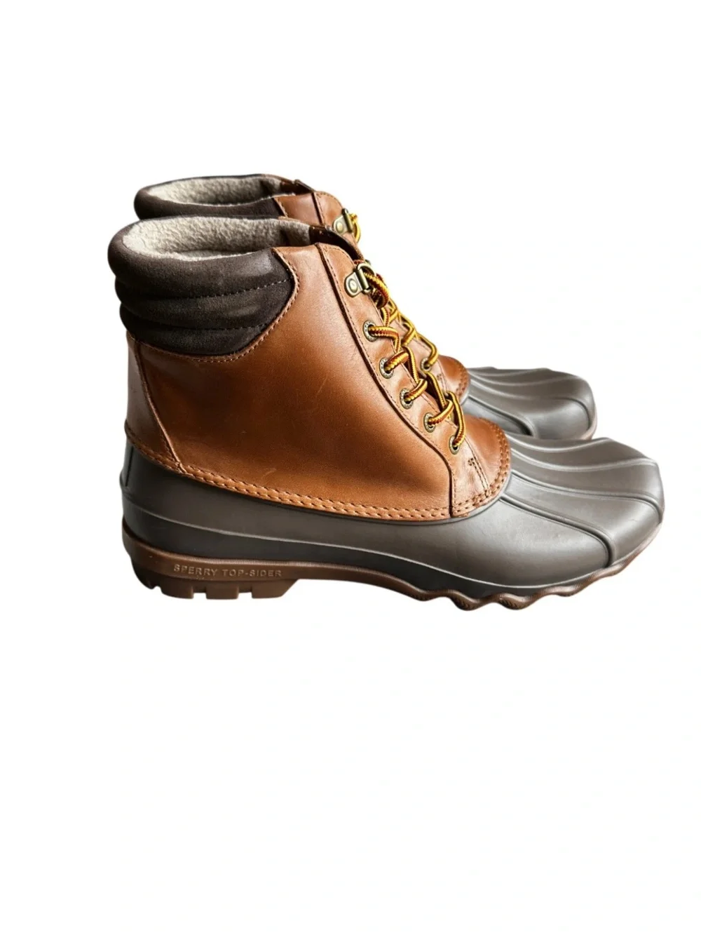 Sperry men’s Avenue Duck Boots Tan Brown Leather Rain Mud Waterproof  Size 7 NWT
